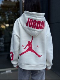 Жіноче спортивне худі на флiсi молочного кольору 35502