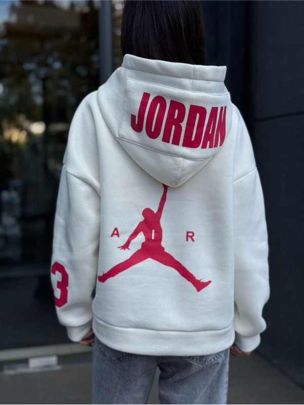 Жіноче спортивне худі на флiсi молочного кольору 35502