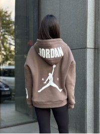 Жіноче спортивне худі на флiсi кавовго кольору 35503