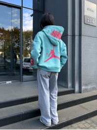 Жіноче спортивне худі на флiсi м'ятного кольору 35504