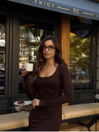 Еластична сукня мiнi коричневого кольору 35509