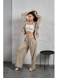 Жіночий велюровий костюм на змiйцi бежевого кольору 35511