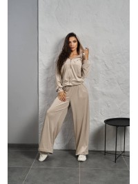 Жіночий велюровий костюм на змiйцi бежевого кольору 35511
