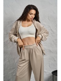 Жіночий велюровий костюм на змiйцi бежевого кольору 35511