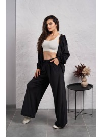 Жіночий велюровий костюм на змiйцi чорного кольору 35512