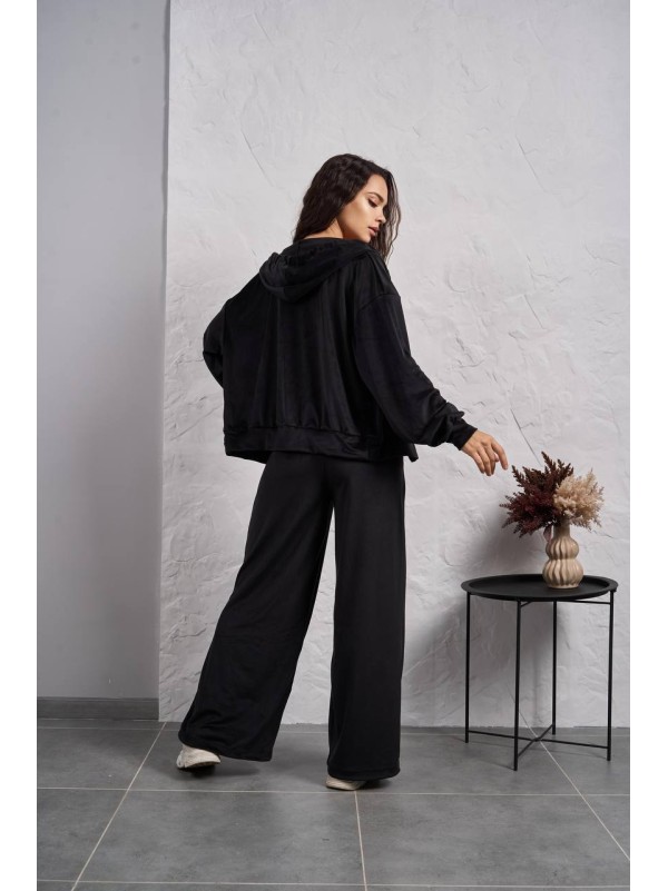 Жіночий велюровий костюм на змiйцi чорного кольору 35512