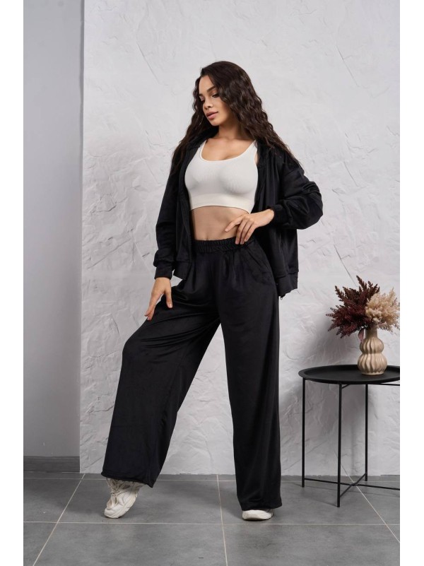 Жіночий велюровий костюм на змiйцi чорного кольору 35512