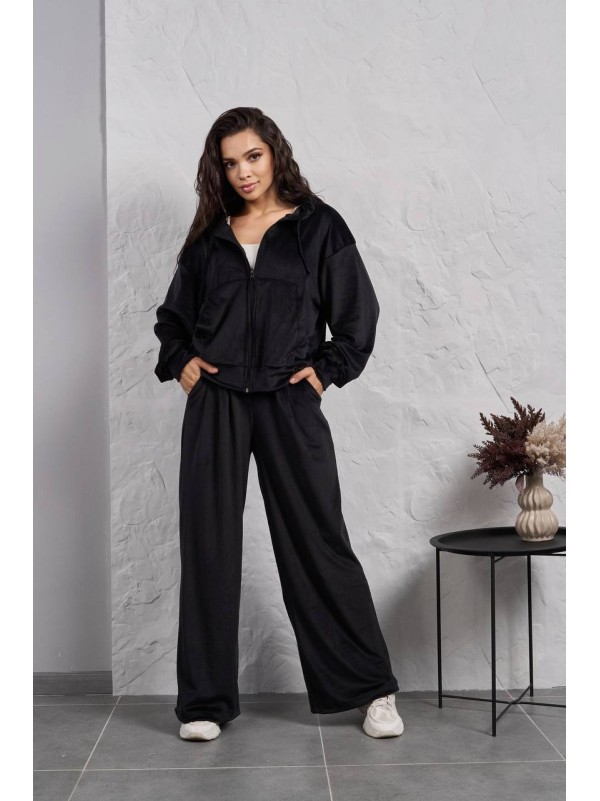 Жіночий велюровий костюм на змiйцi чорного кольору 35512