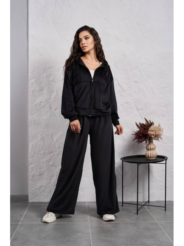 Жіночий велюровий костюм на змiйцi чорного кольору 35512