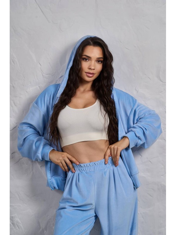 Жіночий велюровий костюм на змiйцi блакитного кольору 35513