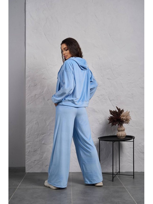 Жіночий велюровий костюм на змiйцi блакитного кольору 35513