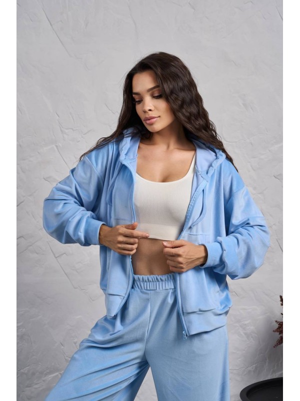 Жіночий велюровий костюм на змiйцi блакитного кольору 35513