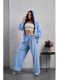 Жіночий велюровий костюм на змiйцi блакитного кольору 35513