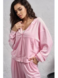 Жіночий велюровий костюм на змiйцi рожевого кольору 35514