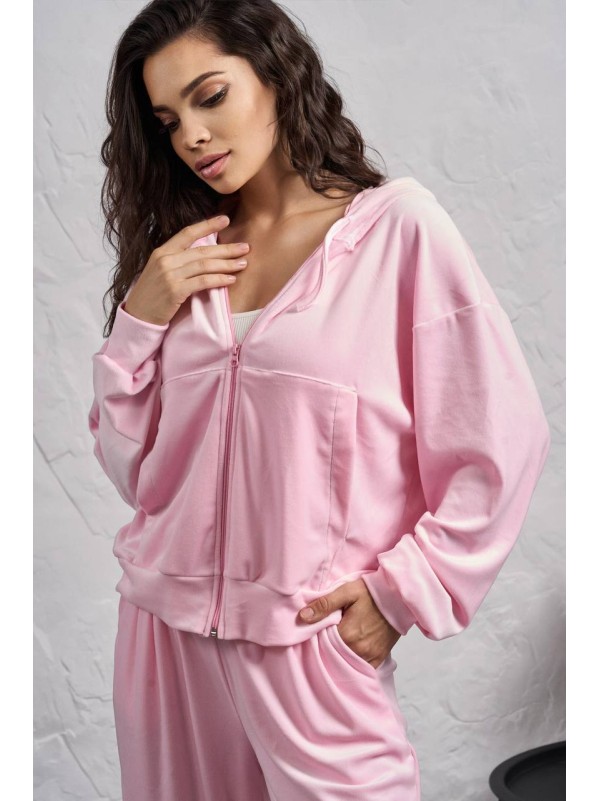 Жіночий велюровий костюм на змiйцi рожевого кольору 35514
