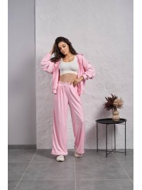 Жіночий велюровий костюм на змiйцi рожевого кольору 35514