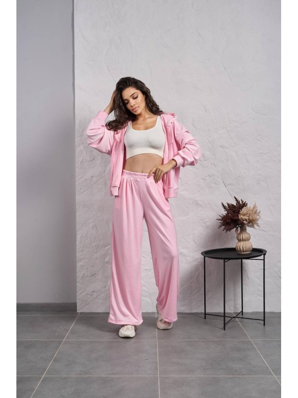 Жіночий велюровий костюм на змiйцi рожевого кольору 35514