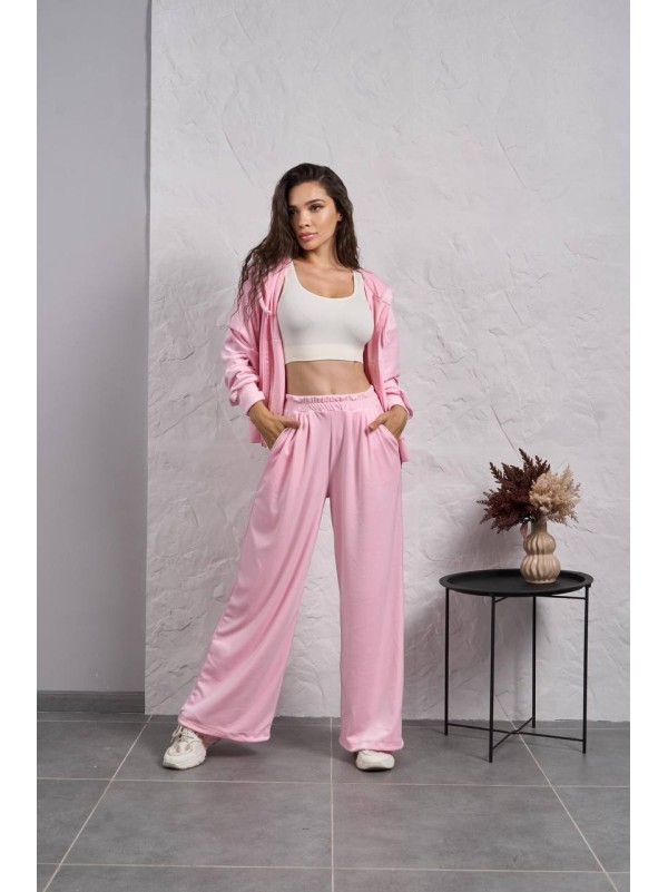 Жіночий велюровий костюм на змiйцi рожевого кольору 35514