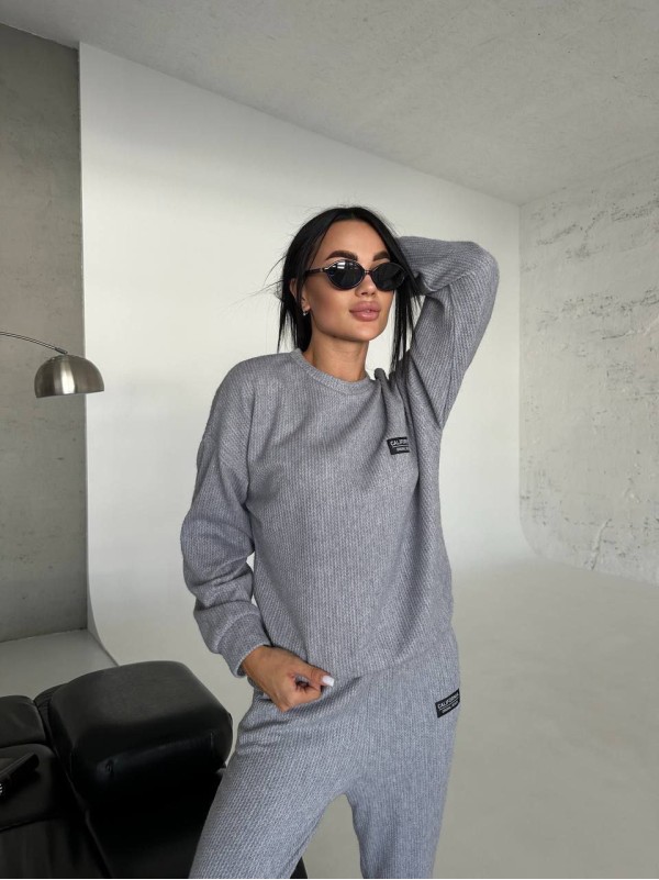 Повсякденний жiночий костюм 2-ка сiрого кольору 35528