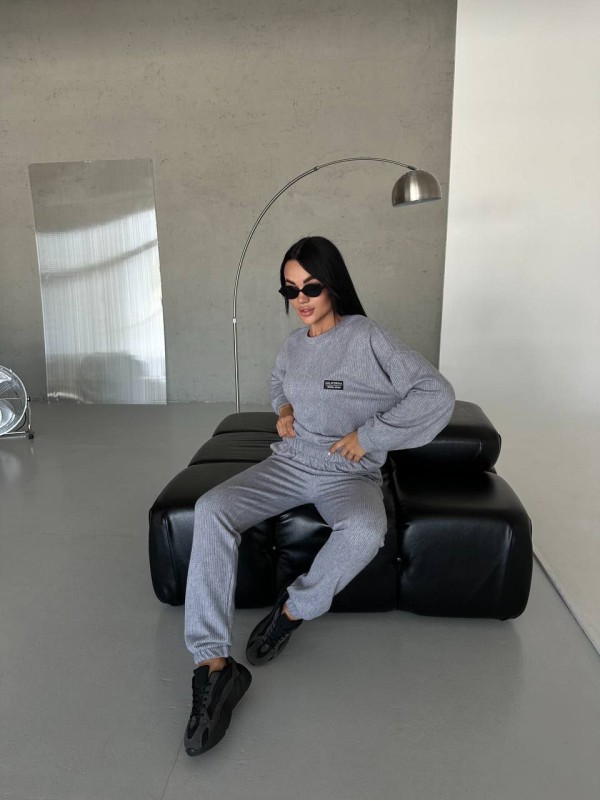 Повсякденний жiночий костюм 2-ка сiрого кольору 35528