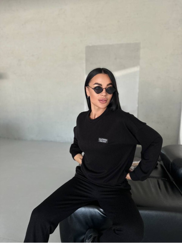 Повсякденний жiночий костюм 2-ка чорного кольору 35529