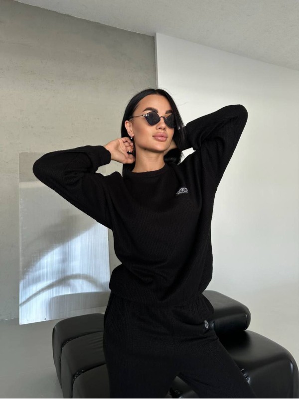 Повсякденний жiночий костюм 2-ка чорного кольору 35529