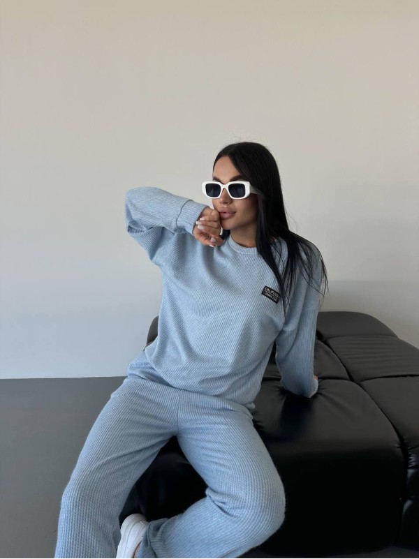 Повсякденний жiночий костюм 2-ка блакитного кольору 35530