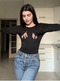 Базовий однотонний боді чорного кольору 35534