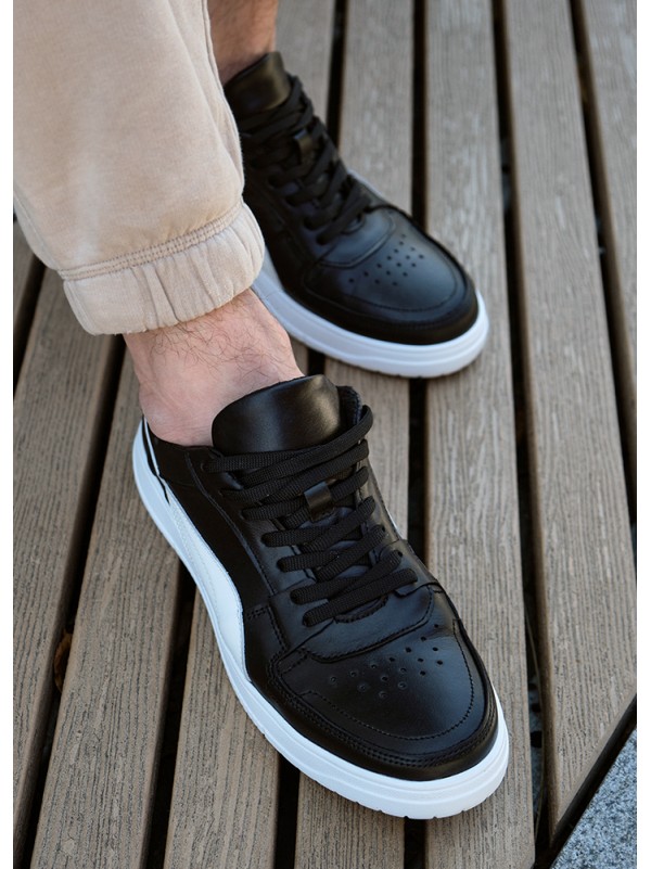 Чоловічі кросівки з натуральної шкіри чорного кольору 35544