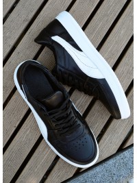 Чоловічі кросівки з натуральної шкіри чорного кольору 35544