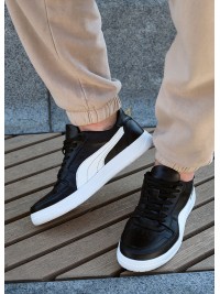 Чоловічі кросівки з натуральної шкіри чорного кольору 35544