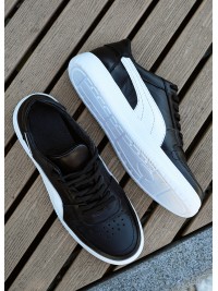 Чоловічі кросівки з натуральної шкіри чорного кольору 35544