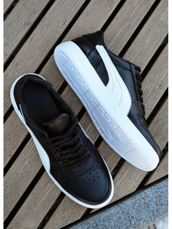 Чоловічі кросівки з натуральної шкіри чорного кольору 35544