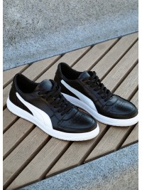 Чоловічі кросівки з натуральної шкіри чорного кольору 35544