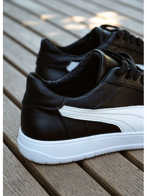 Чоловічі кросівки з натуральної шкіри чорного кольору 35544