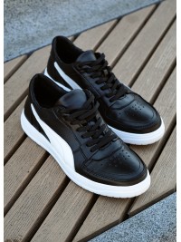 Чоловічі кросівки з натуральної шкіри чорного кольору 35544