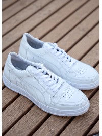 Чоловічі кросівки з натуральної шкіри білого кольору 35545