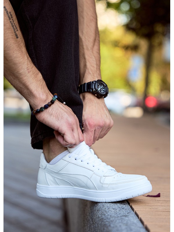 Чоловічі кросівки з натуральної шкіри білого кольору 35545