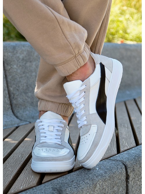 Кросівки чоловічі з натуральної шкіри білого кольору 35546