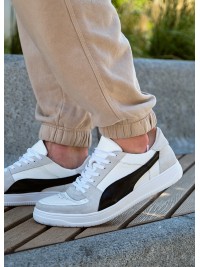 Кросівки чоловічі з натуральної шкіри білого кольору 35546