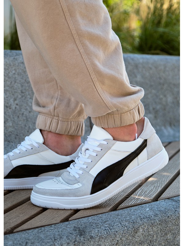 Кросівки чоловічі з натуральної шкіри білого кольору 35546