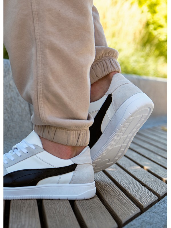 Кросівки чоловічі з натуральної шкіри білого кольору 35546