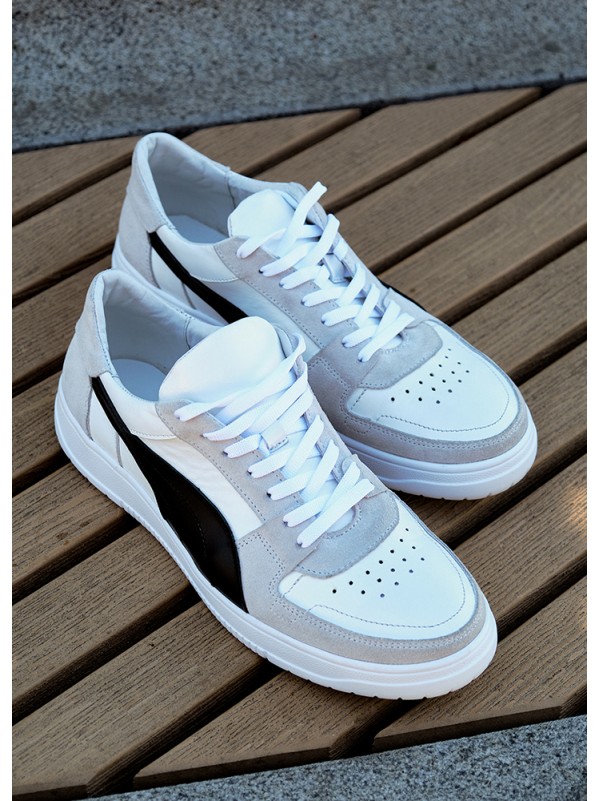 Кросівки чоловічі з натуральної шкіри білого кольору 35546