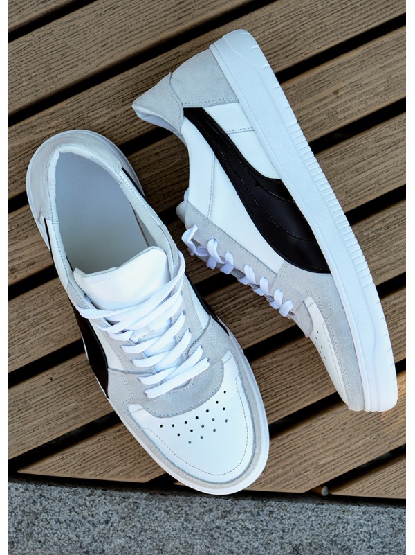 Кросівки чоловічі з натуральної шкіри білого кольору 35546