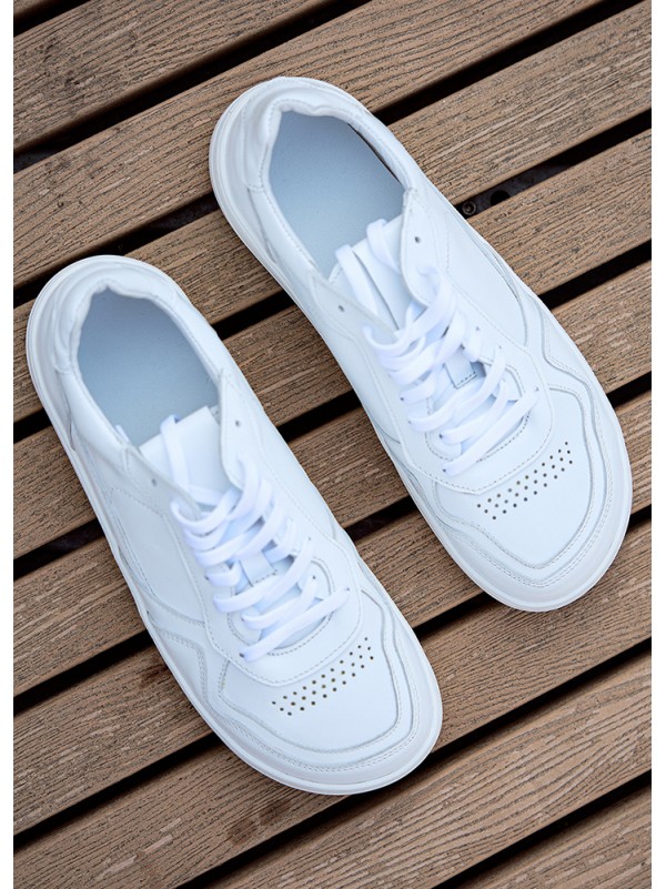 Шкіряні чоловічі кросівки білого кольору 35547