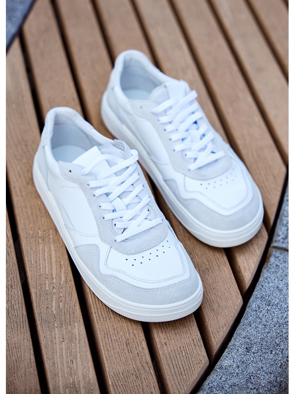 Шкіряні чоловічі кросівки з вставками білого кольору 35548