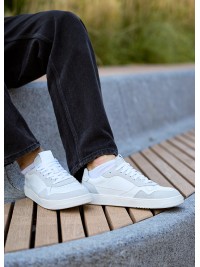 Шкіряні чоловічі кросівки з вставками білого кольору 35548