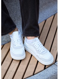 Шкіряні чоловічі кросівки з вставками білого кольору 35548