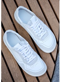 Шкіряні чоловічі кросівки з вставками білого кольору 35548