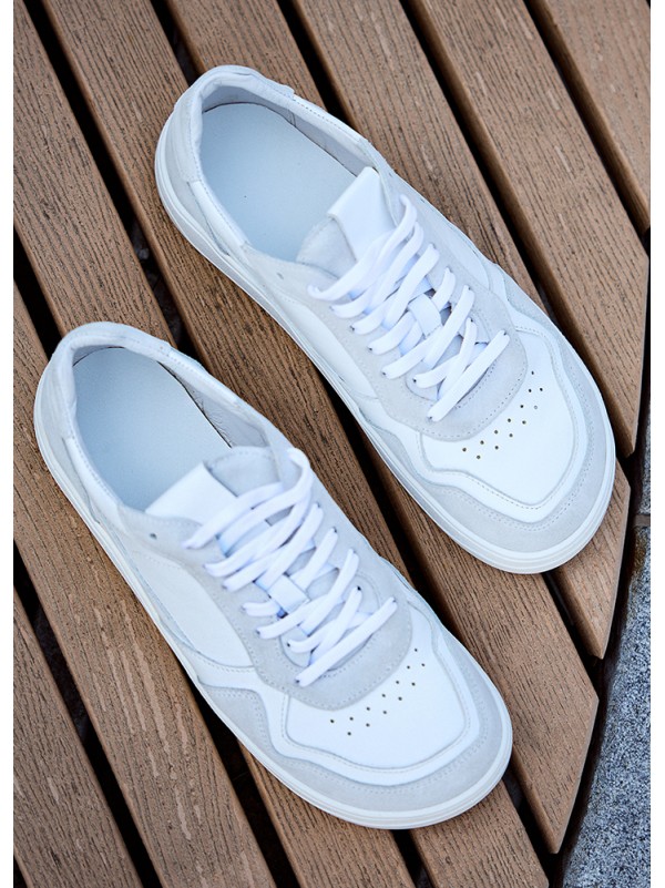 Шкіряні чоловічі кросівки з вставками білого кольору 35548